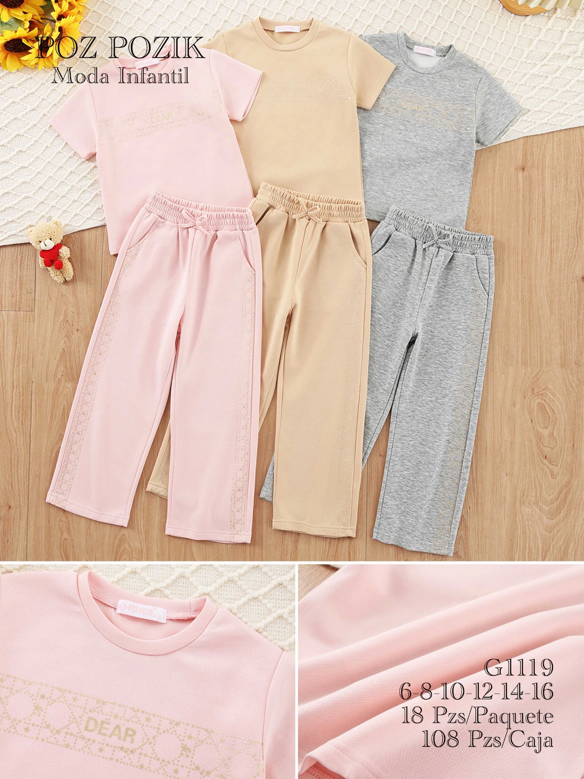 Conjunto casual de camiseta y pantalón para niños-G1119