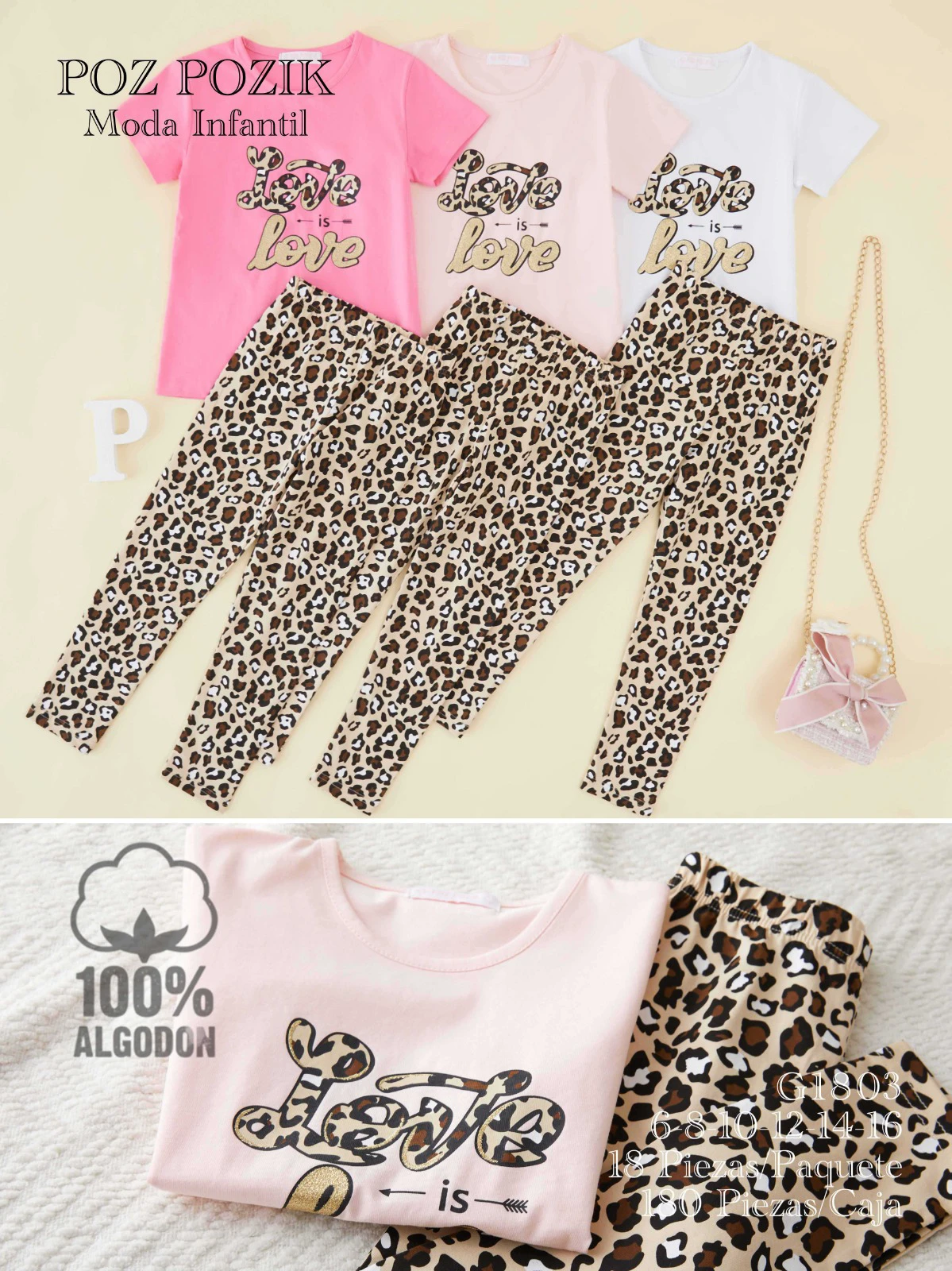 Conjunto de playera y leggings estampado-G1803