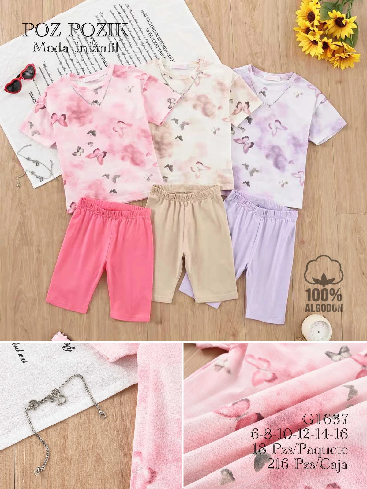 Conjunto de Playera y Short con Estampado de Mariposas-G1637