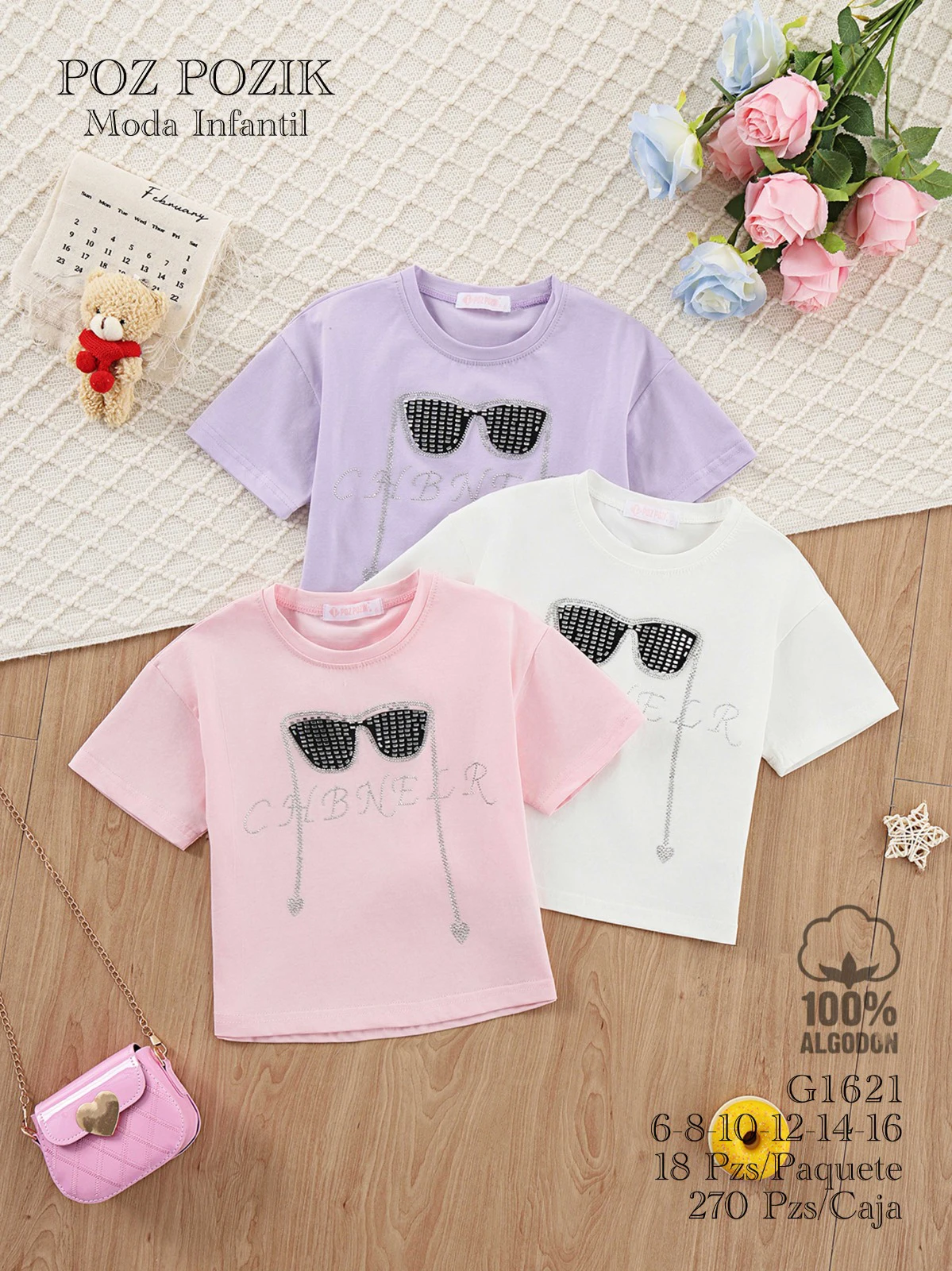 Playeras infantiles con diseño de gafas-G1621