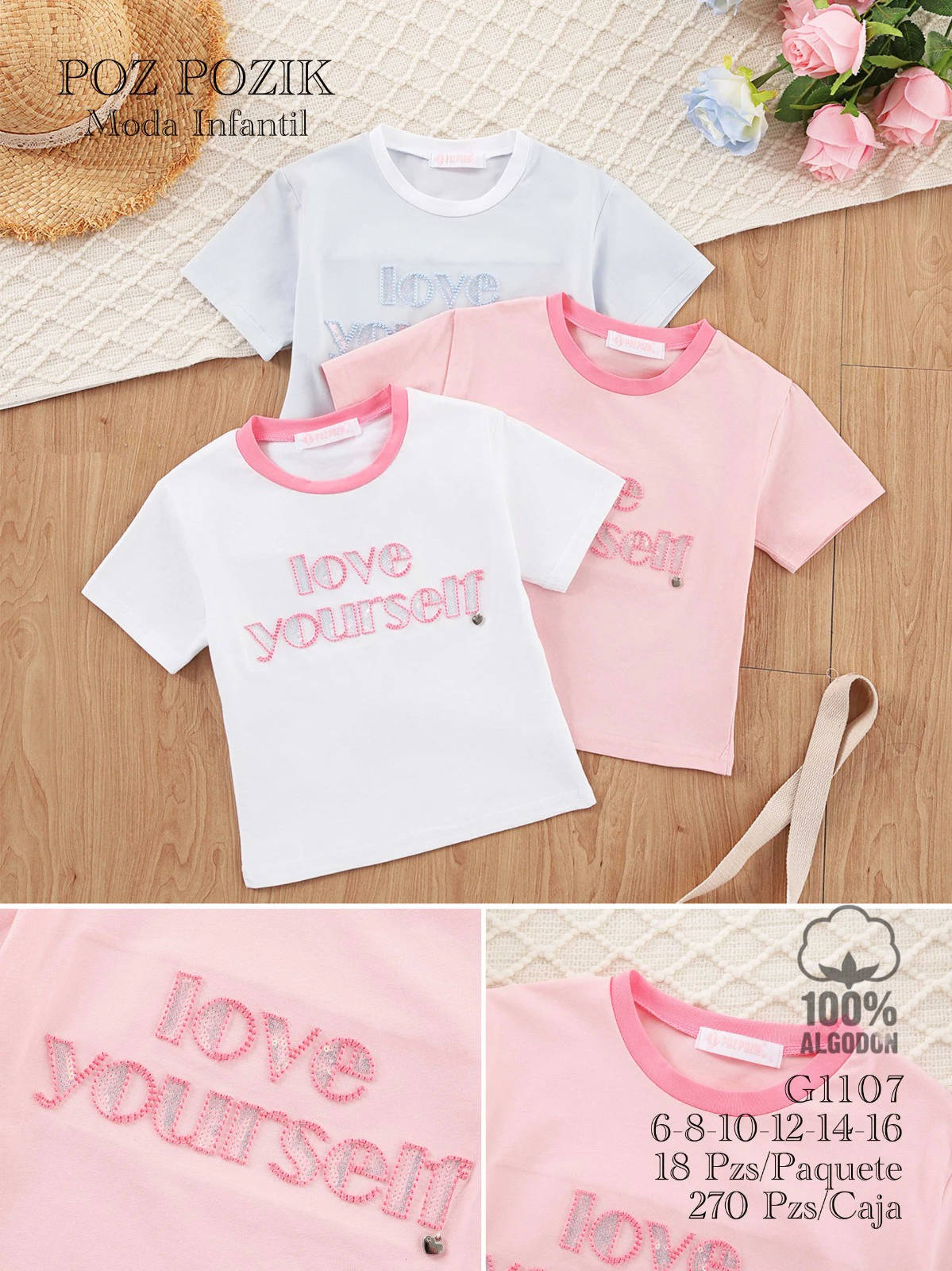 Playeras infantiles con estampado ‘Love Yourself’-G1107