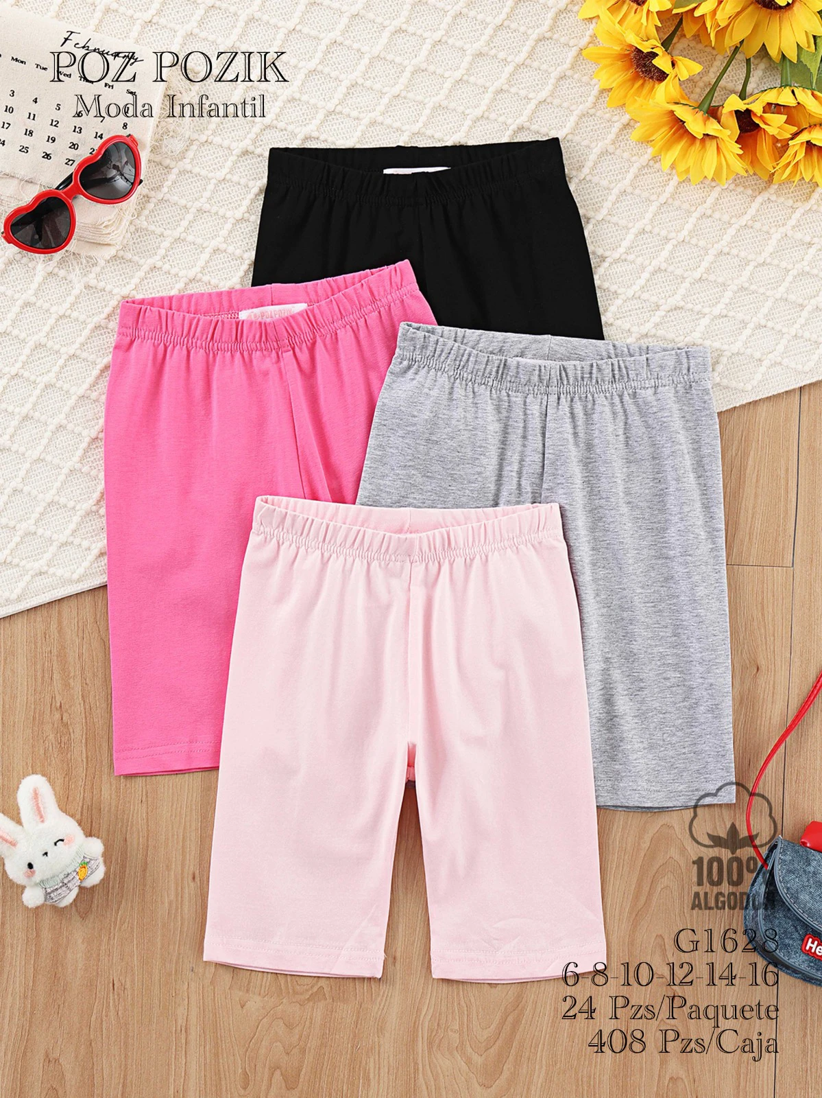 Leggings de Algodón Cortos para Niñas-G1628