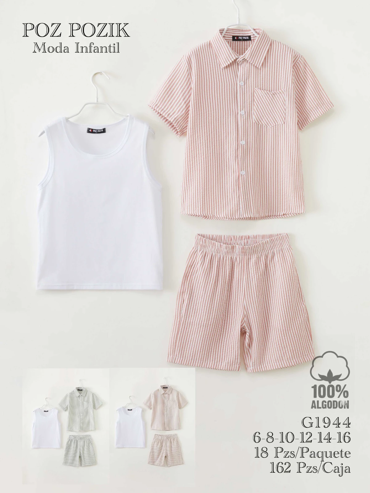 Conjunto de Camisa, Camiseta de Tirantes y Shorts-G1944