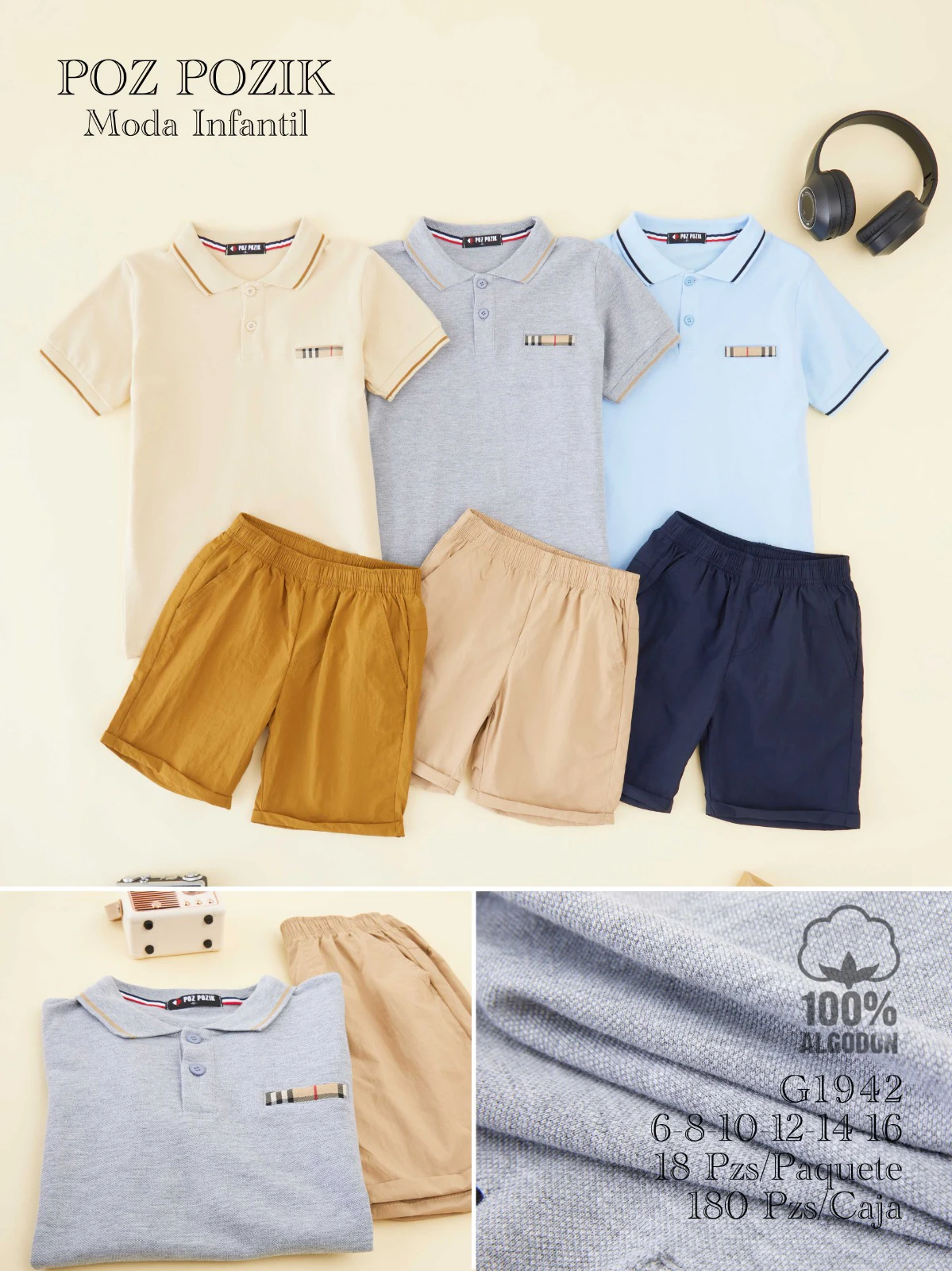 Conjunto de Polo y Shorts para Niños-G1942