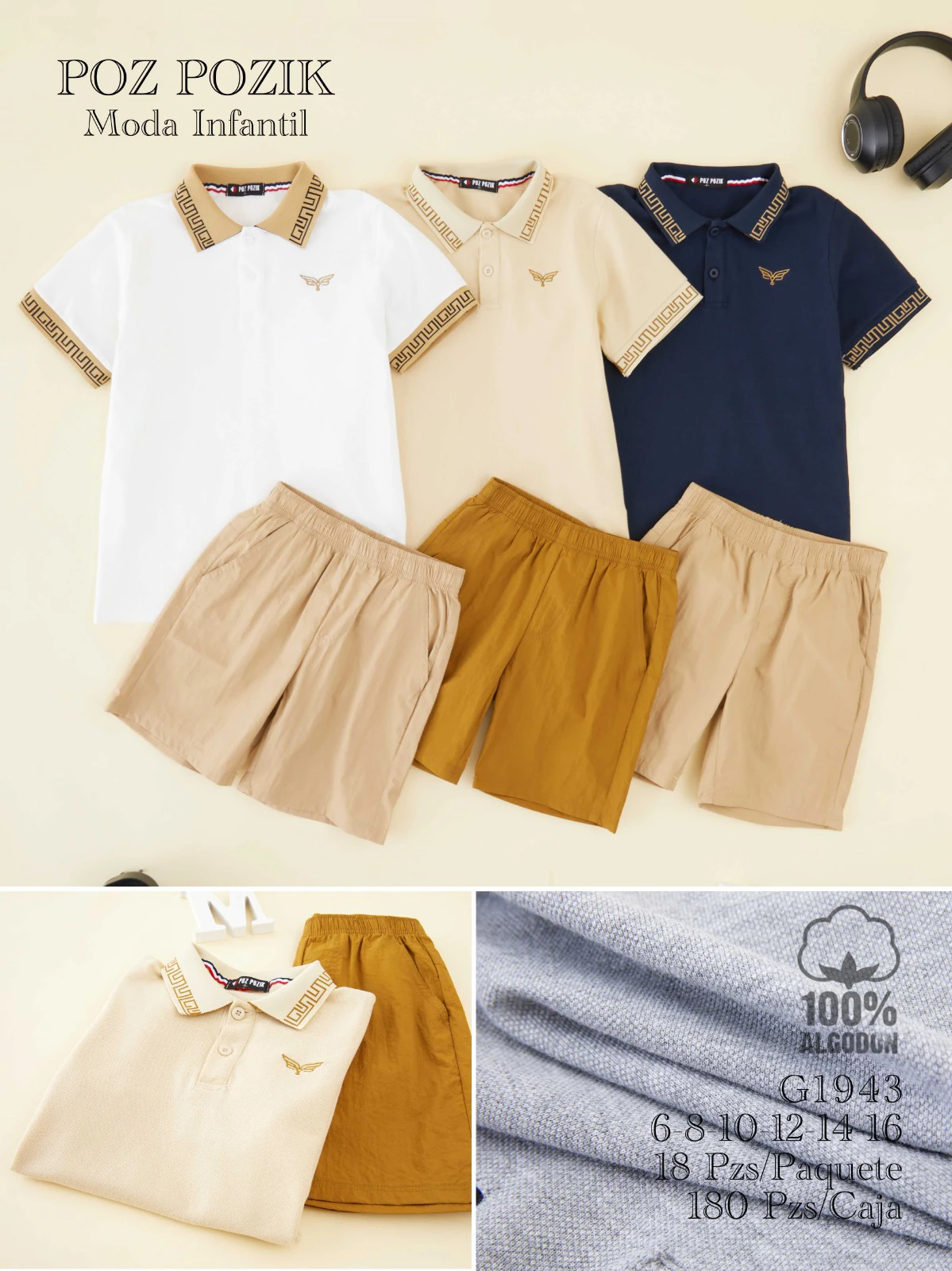 Conjunto de Polo y Shorts para Niños-G1943