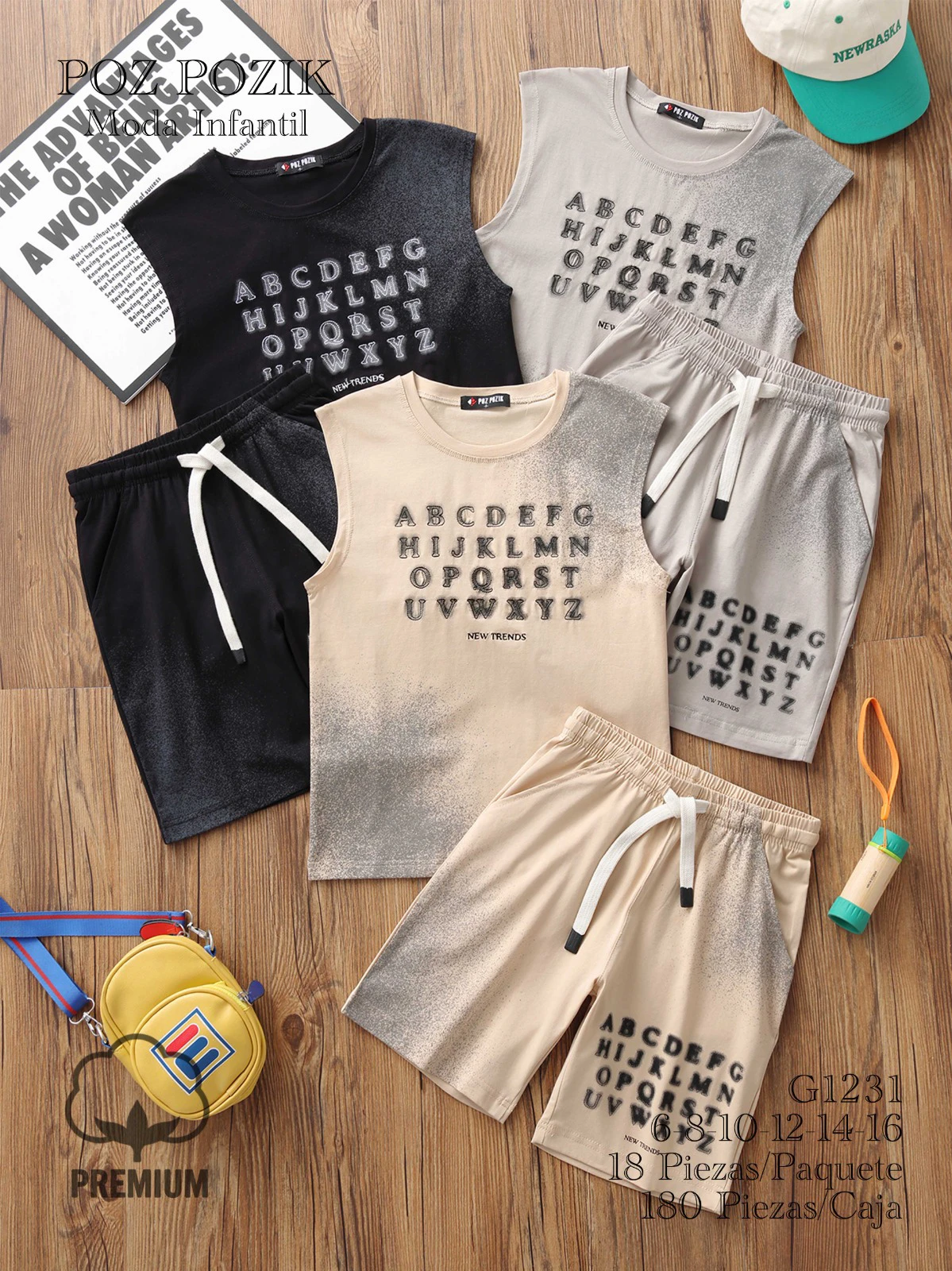 Conjunto de camiseta sin mangas y shorts con estampado-G1231