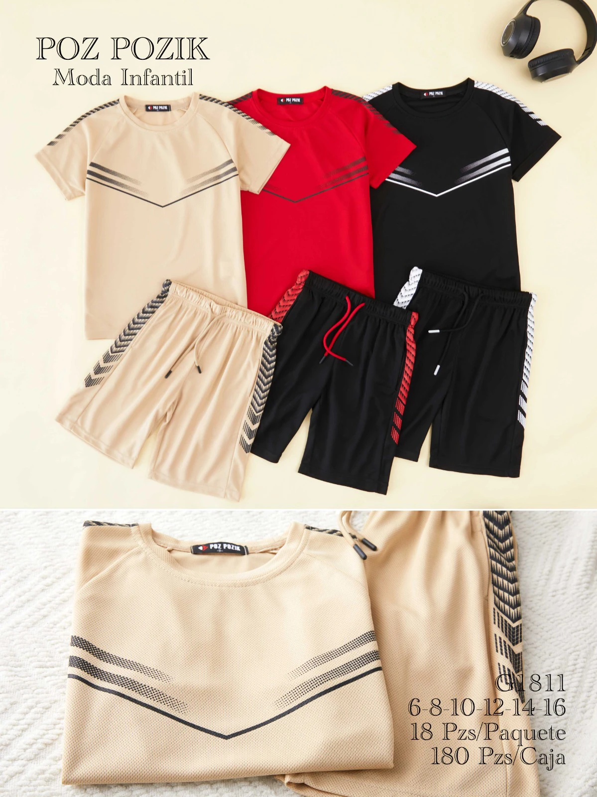 Conjunto Deportivo de Playera y Shorts para Niños-G1811