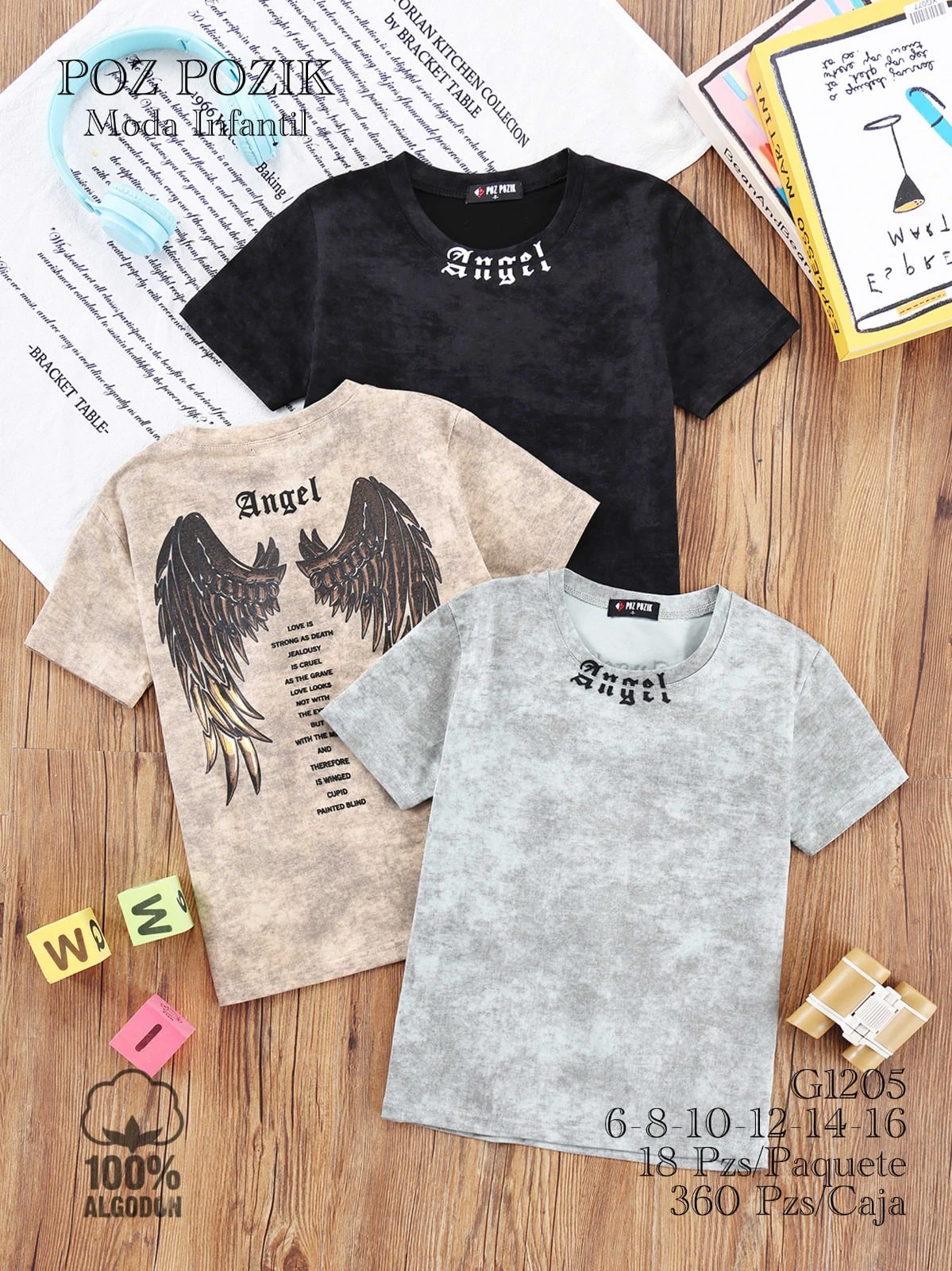 Playeras estampadas de manga corta-G1205
