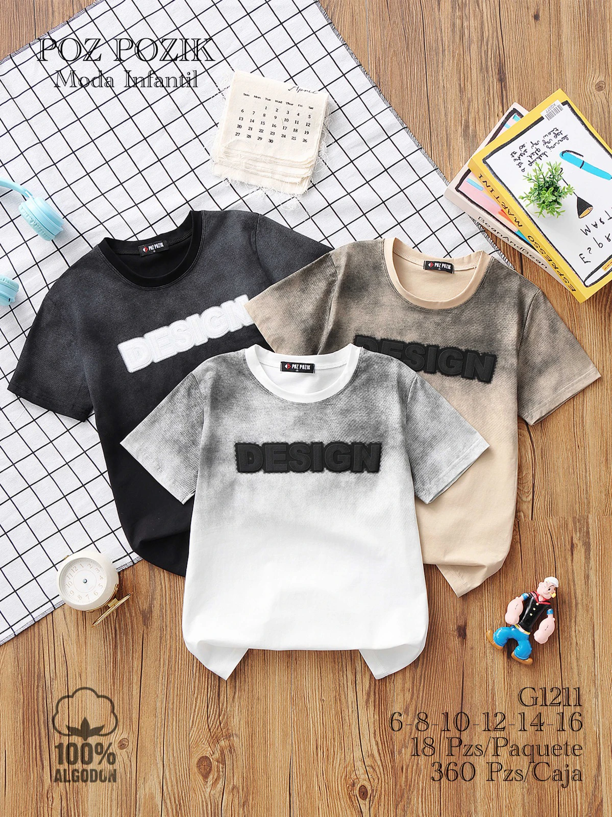Playeras para niños con diseño en relieve-G1211