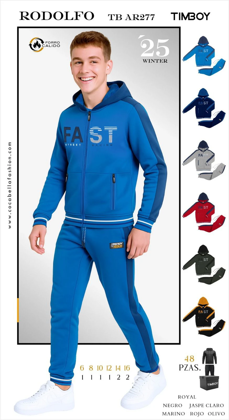 Conjunto de sudadera con cremallera y pantalón Rodolfo-TB AR277