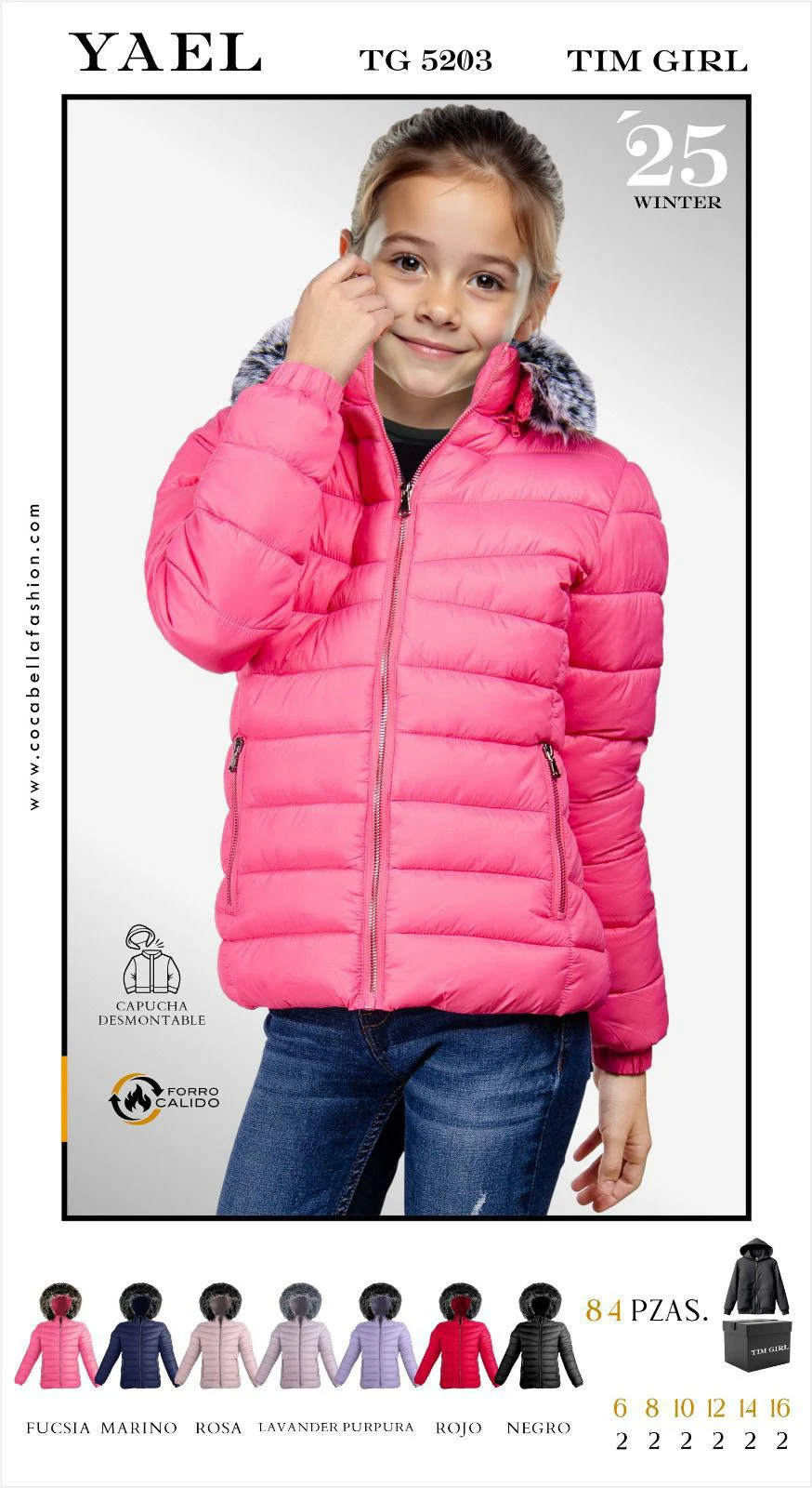 Chamarra acolchada con capucha desmontable Yael-TG 5203