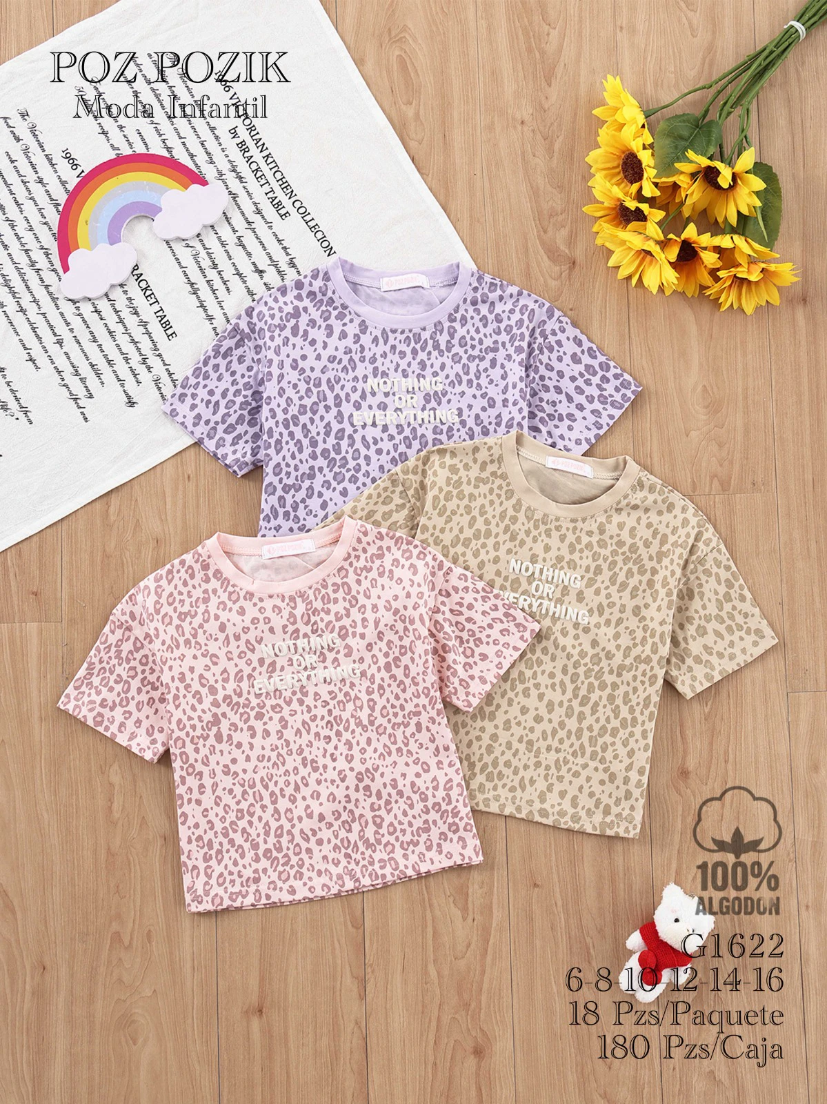 Playeras de manga corta con estampado de leopardo-G1622