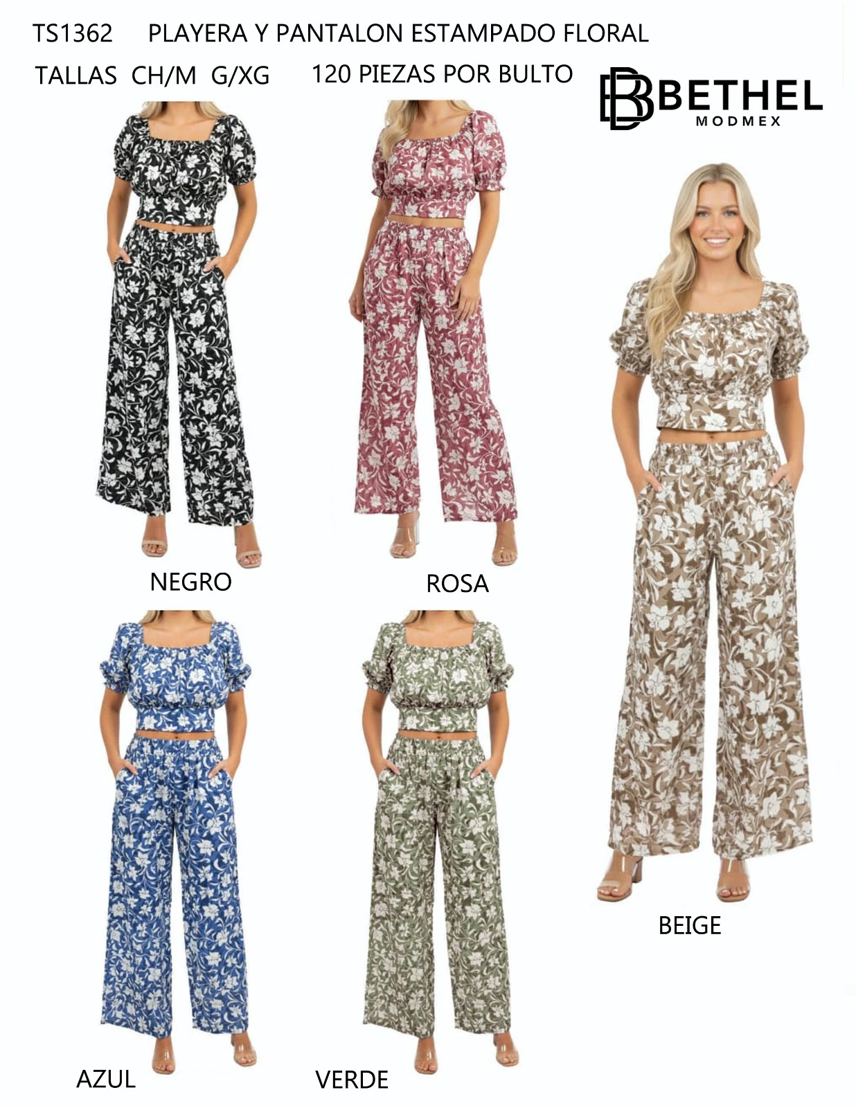 Conjunto de Playera y Pantalón Estampado Floral-TS1362