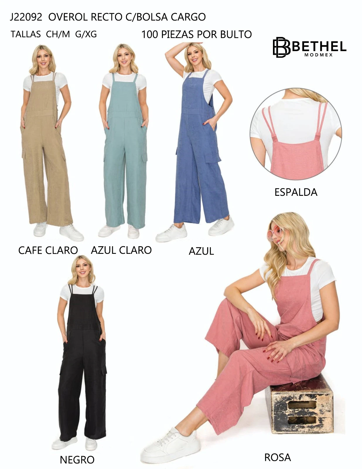 Overol recto con bolsa cargo-J22092