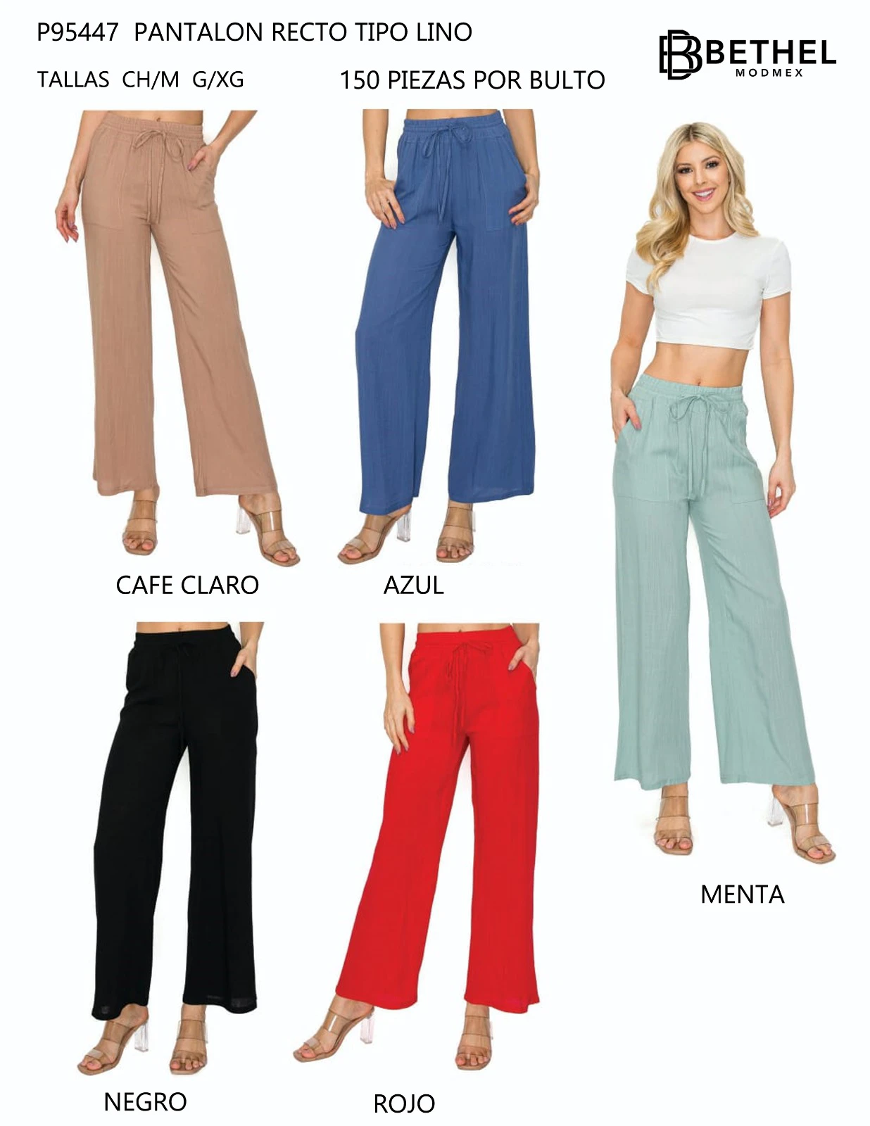 Pantalones Rectos Tipo Lino-P95447