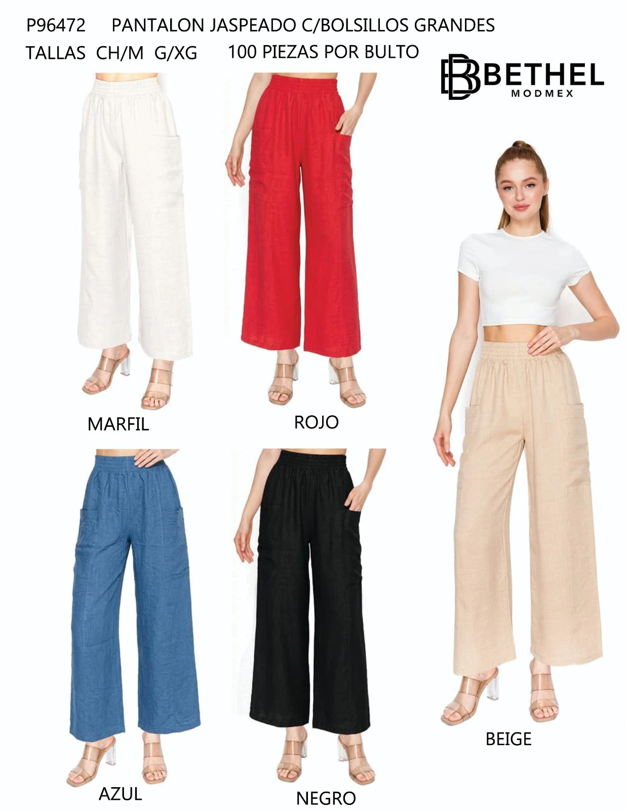 Pantalón Jaspeado con Bolsillos Grandes-P96472