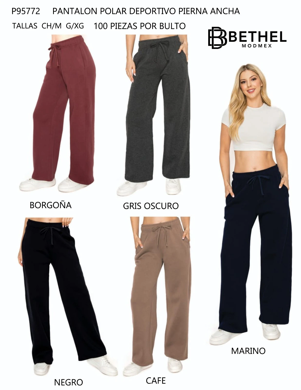 Pantalón polar deportivo pierna ancha-P95772