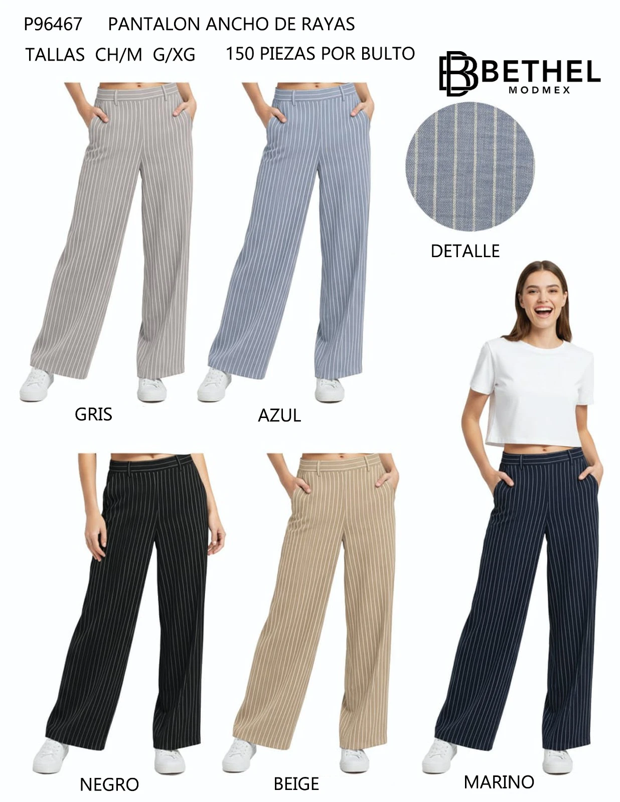 Pantalón ancho de rayas-P96467