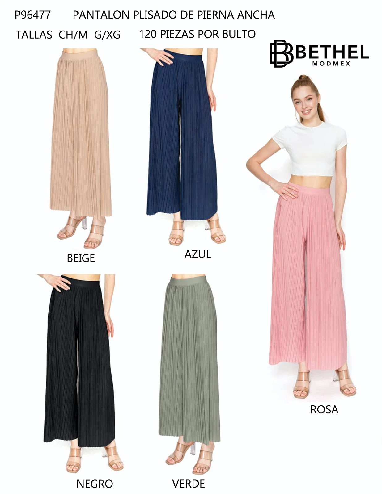 Pantalón Plisado de Pierna Ancha-P96477