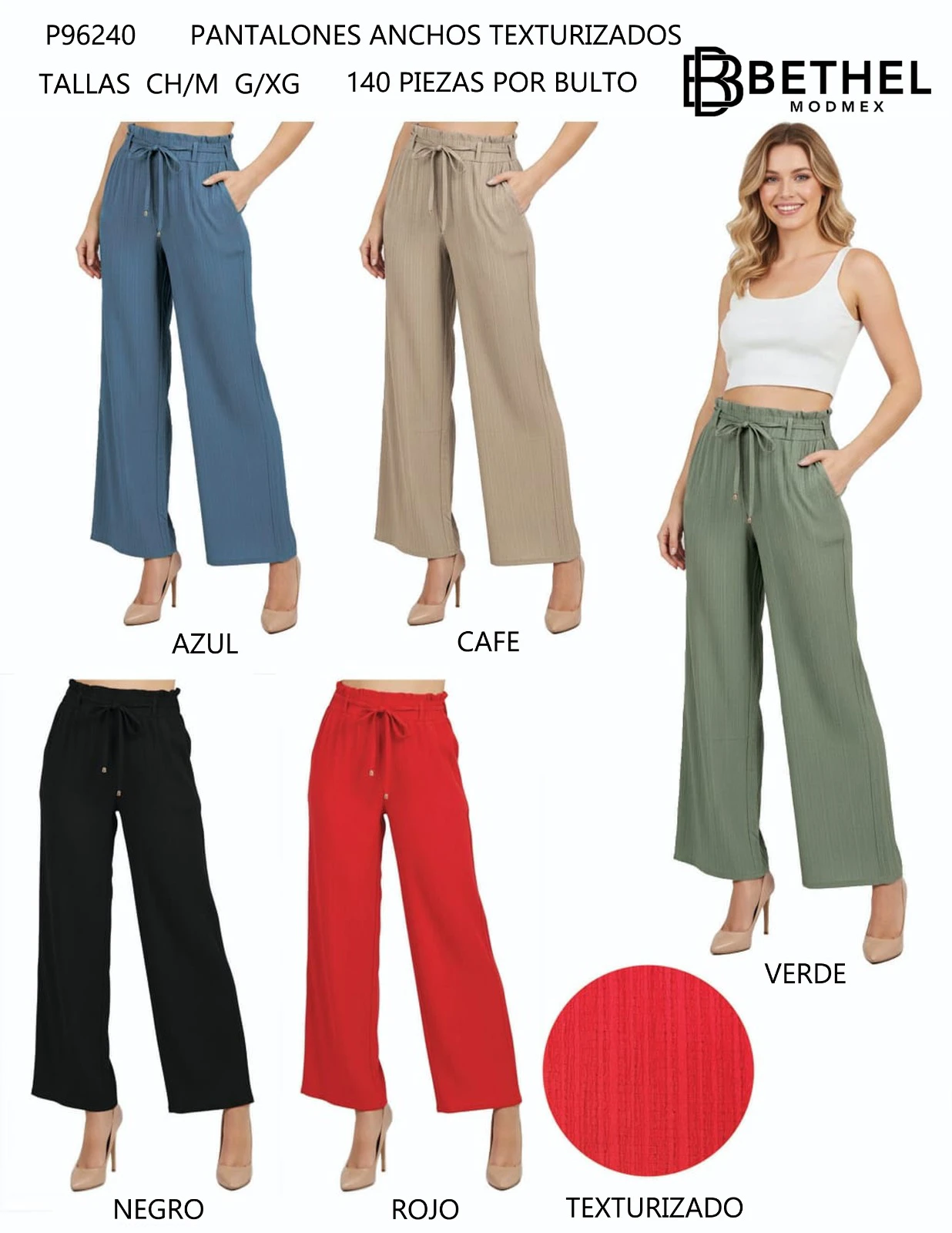 Pantalones Anchos Texturizados-P96240