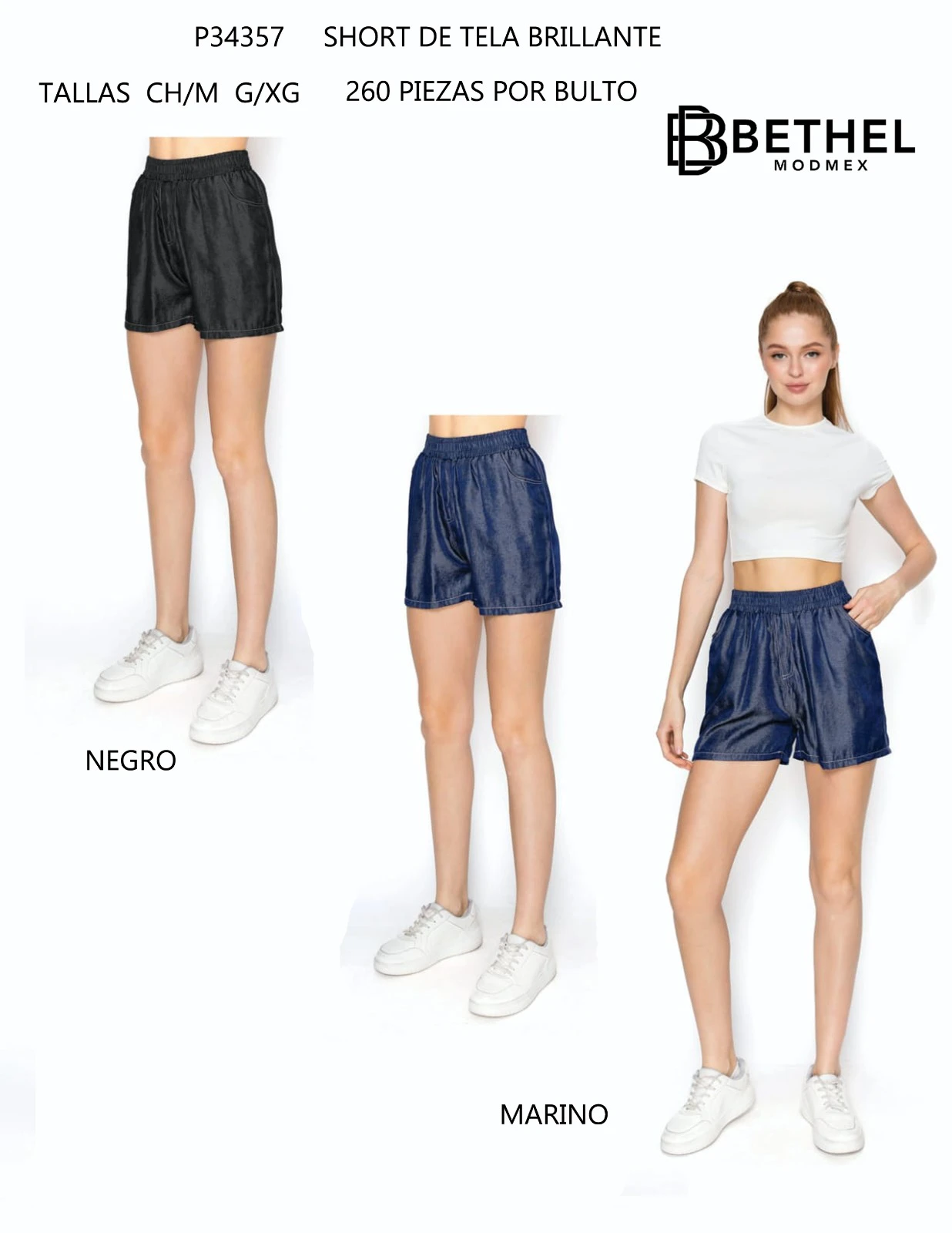 Short de tela brillante-P34357