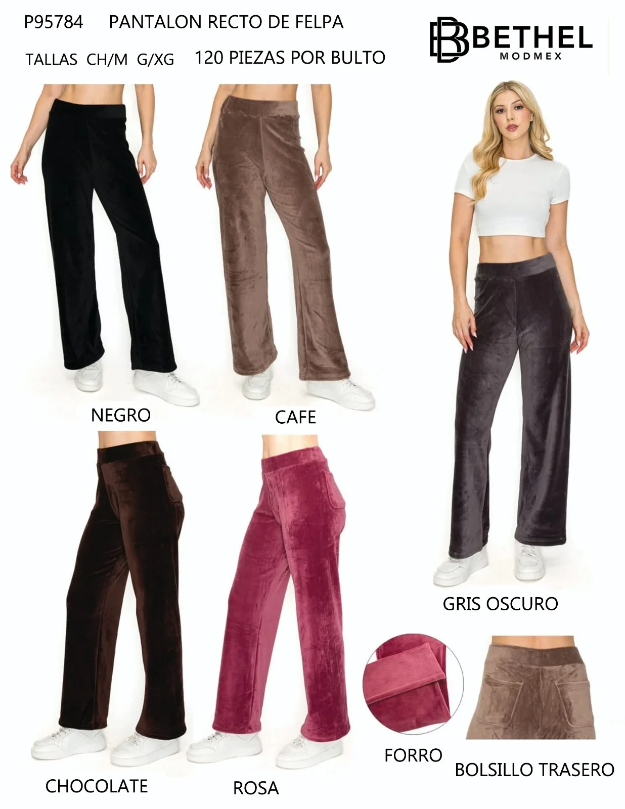 Pantalon recto de felpa-P95784