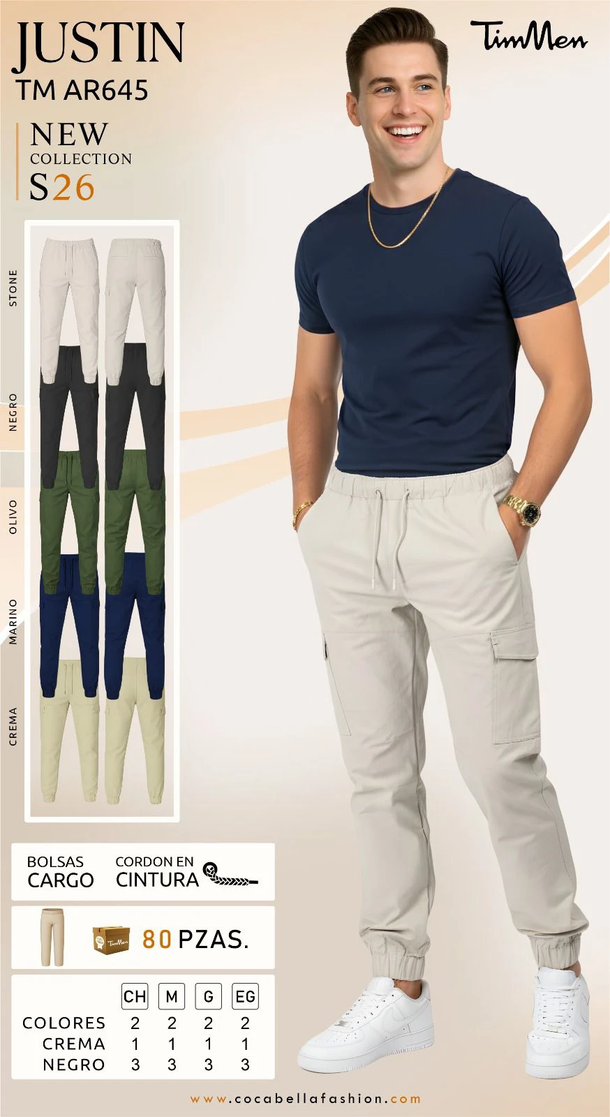 Pantalones Jogger Cargo para Hombre Justin-TM AR645