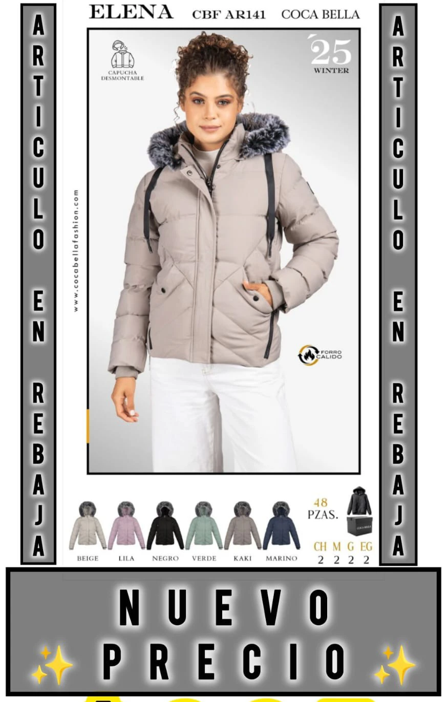 Chamarra Acolchada Mujer con Capucha Desmontable Carolina-CBF-AR141