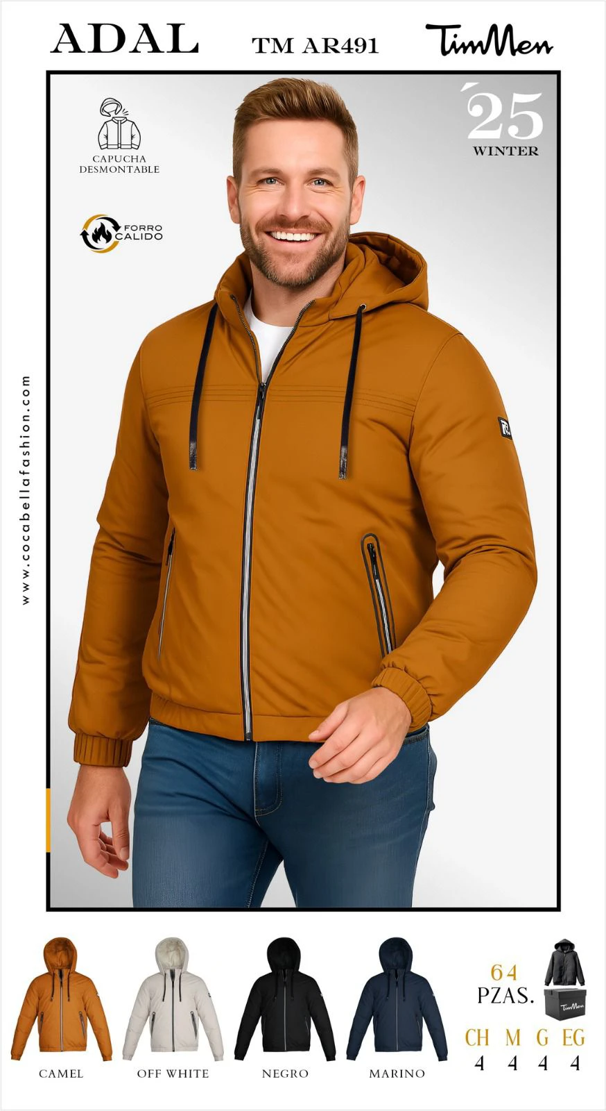 Chamarra para hombre con capucha Adal-TM AR491