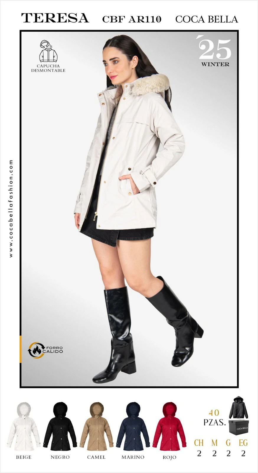 Chamarra térmica de invierno con capucha desmontable Teresa-CBF AR110