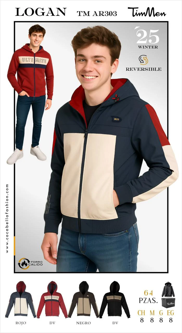Chamarra Reversible con Capucha Logan-TM AR303