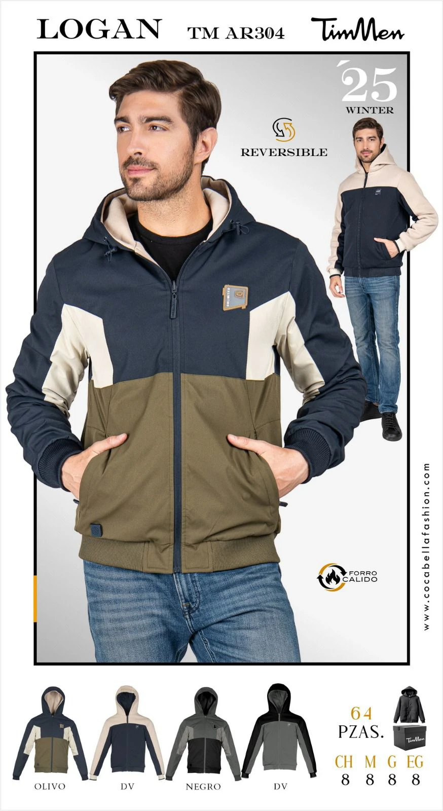 Chamarra Reversible para Hombre Logan-TM AR304
