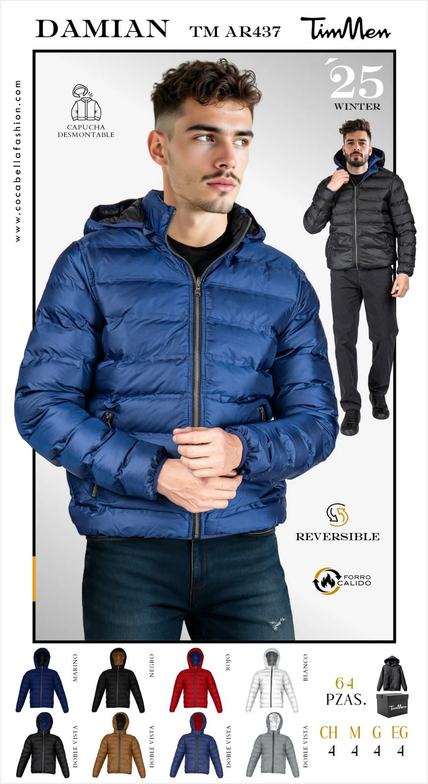 Chamarra Acolchada Reversible para Hombre Damian-TM AR437