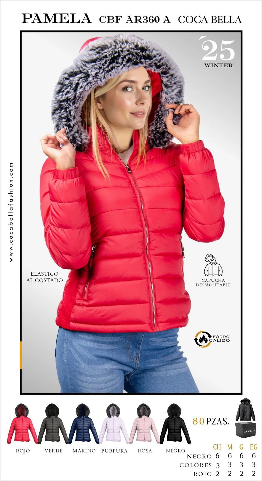 Chamarra Acolchada de Invierno con Capucha Pamela-CBF AR360