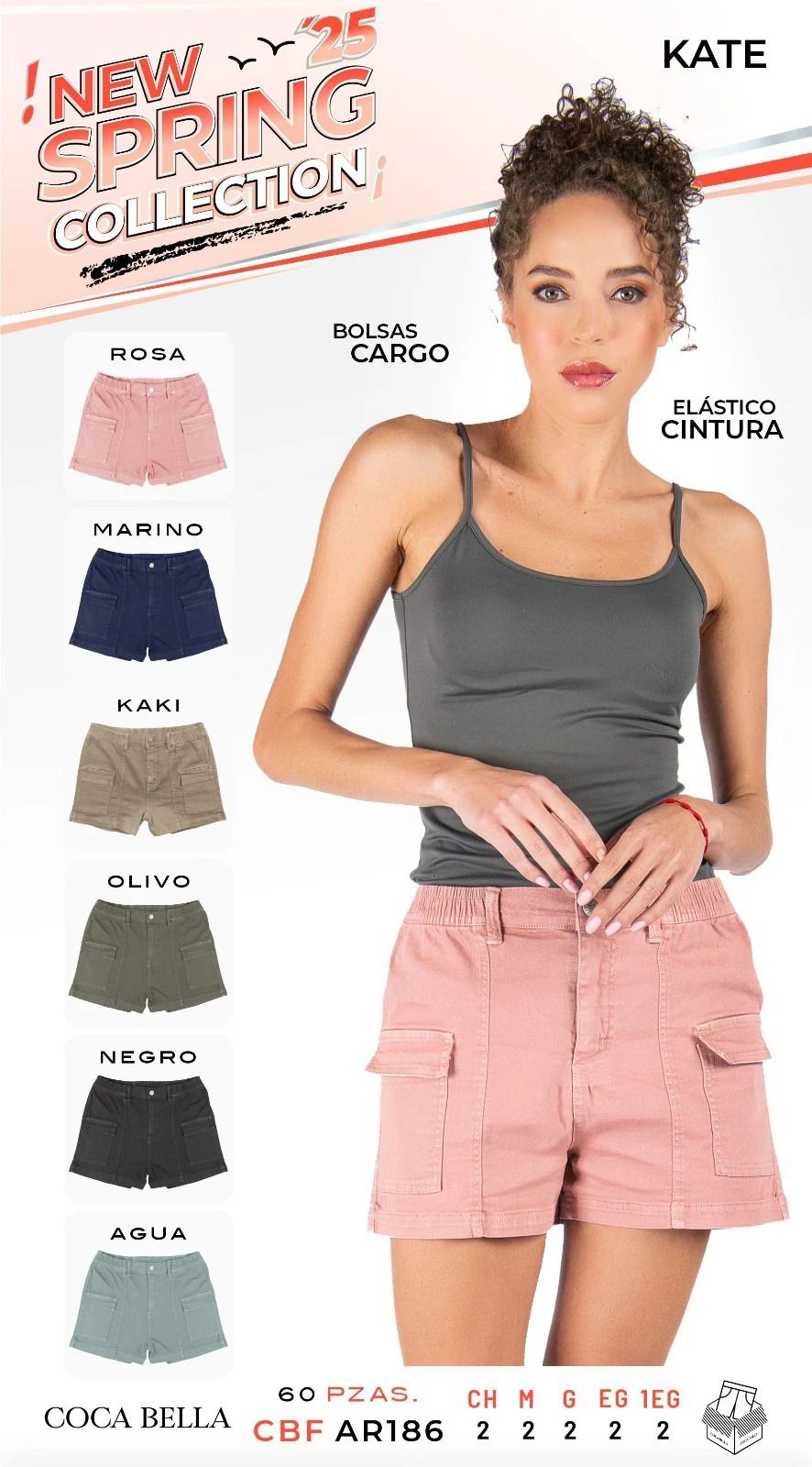 Shorts cargo con cintura elástica KATE-CBF AR186