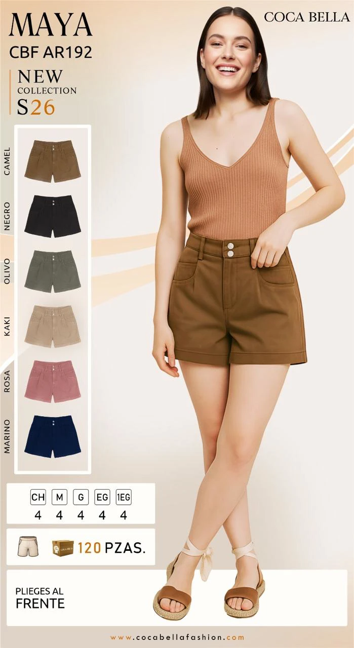 Shorts con Pliegues al Frente MAYA-CBF AR192