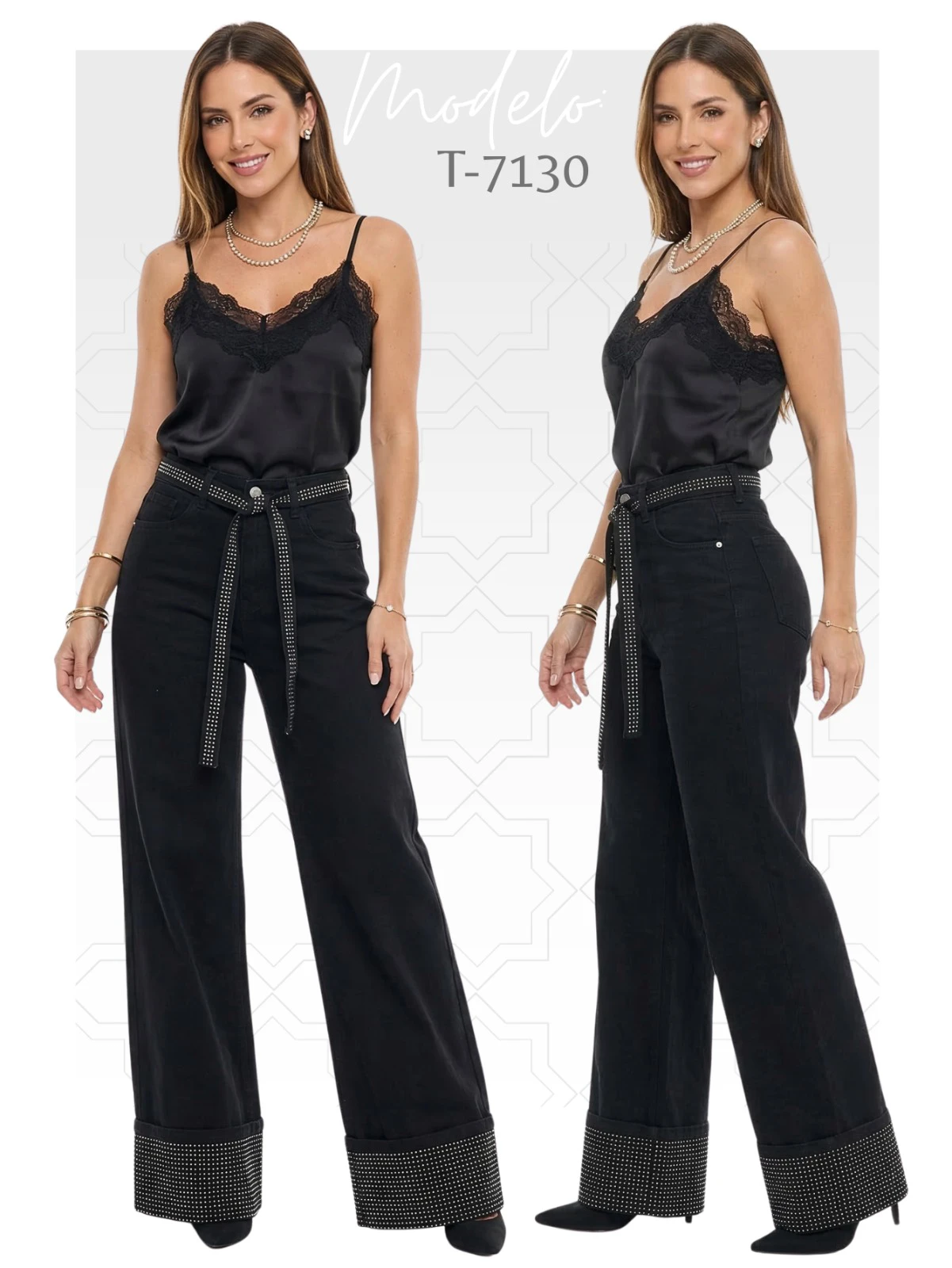 Jeans Holgados con estoperoles-T-7130
