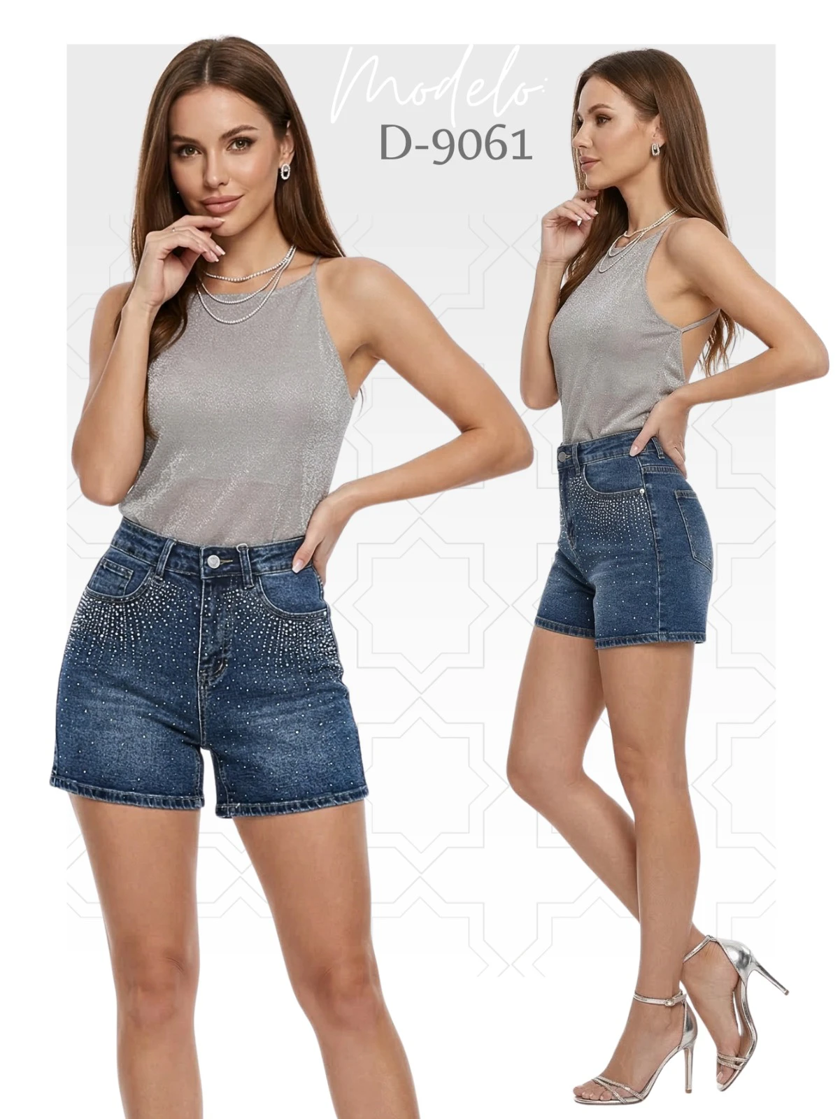 Shorts de mezclilla con brillos-D-9061