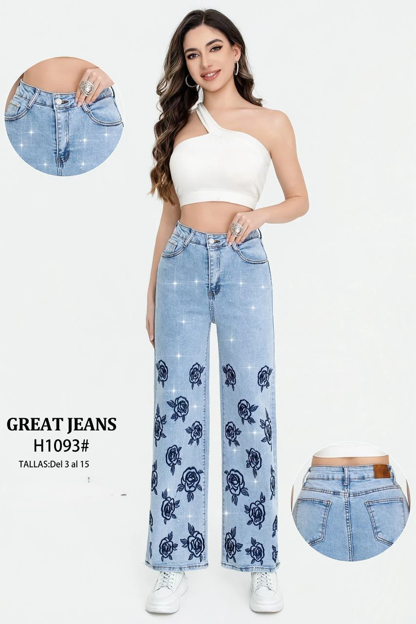 Jeans de corte Holgado con brillos Great Jeans-H1093