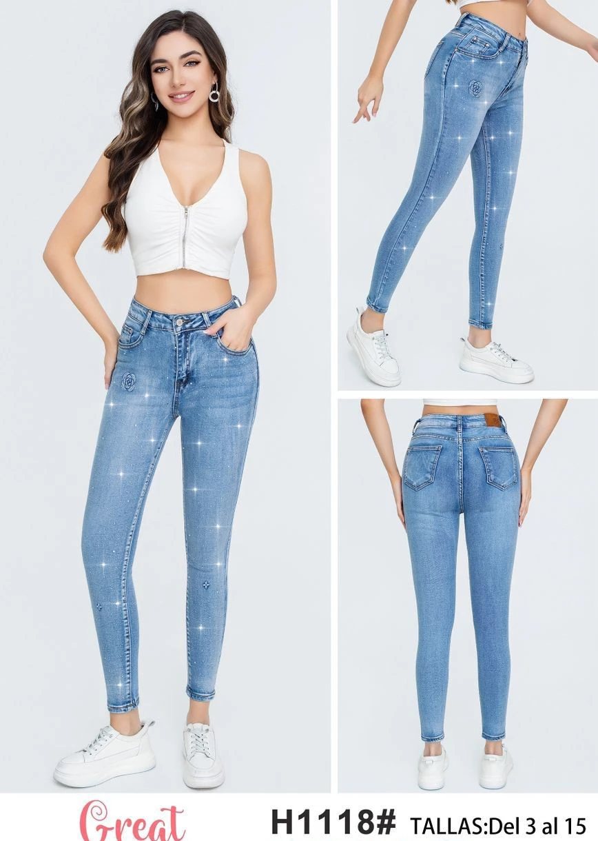 Jeans skinny con brillos Great Jeans-H1118