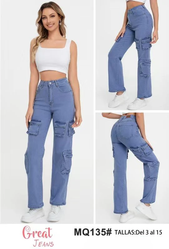 Jeans cargo de mujer-MQ135