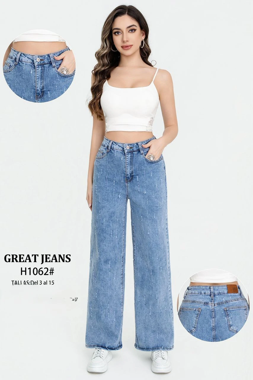 Jeans de Corte Recto para Mujer-H1062