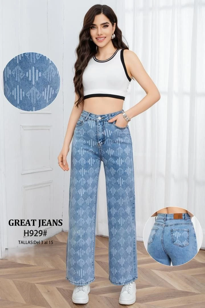 Jeans de mujer con estampado-H929