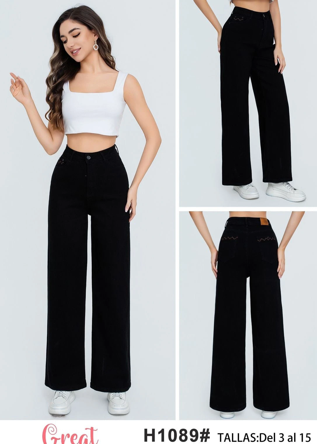 Jeans de Dama de Pierna Ancha-H1089