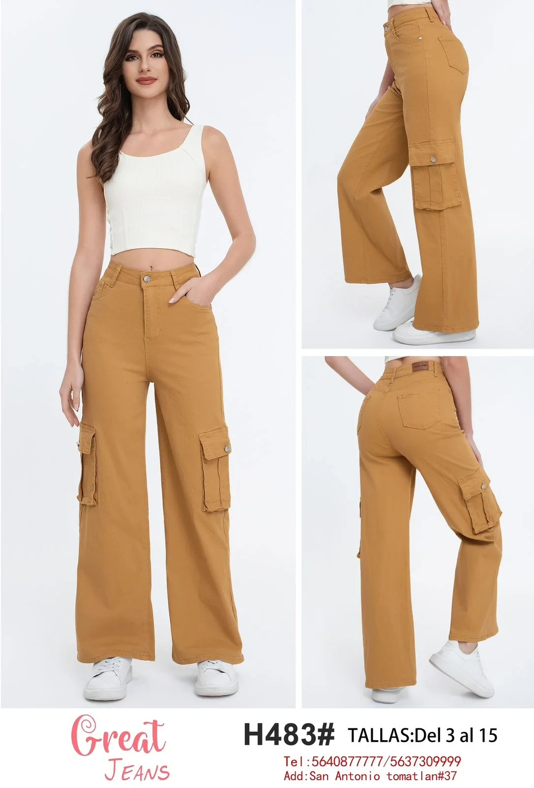 Pantalones Cargo Denim-H483