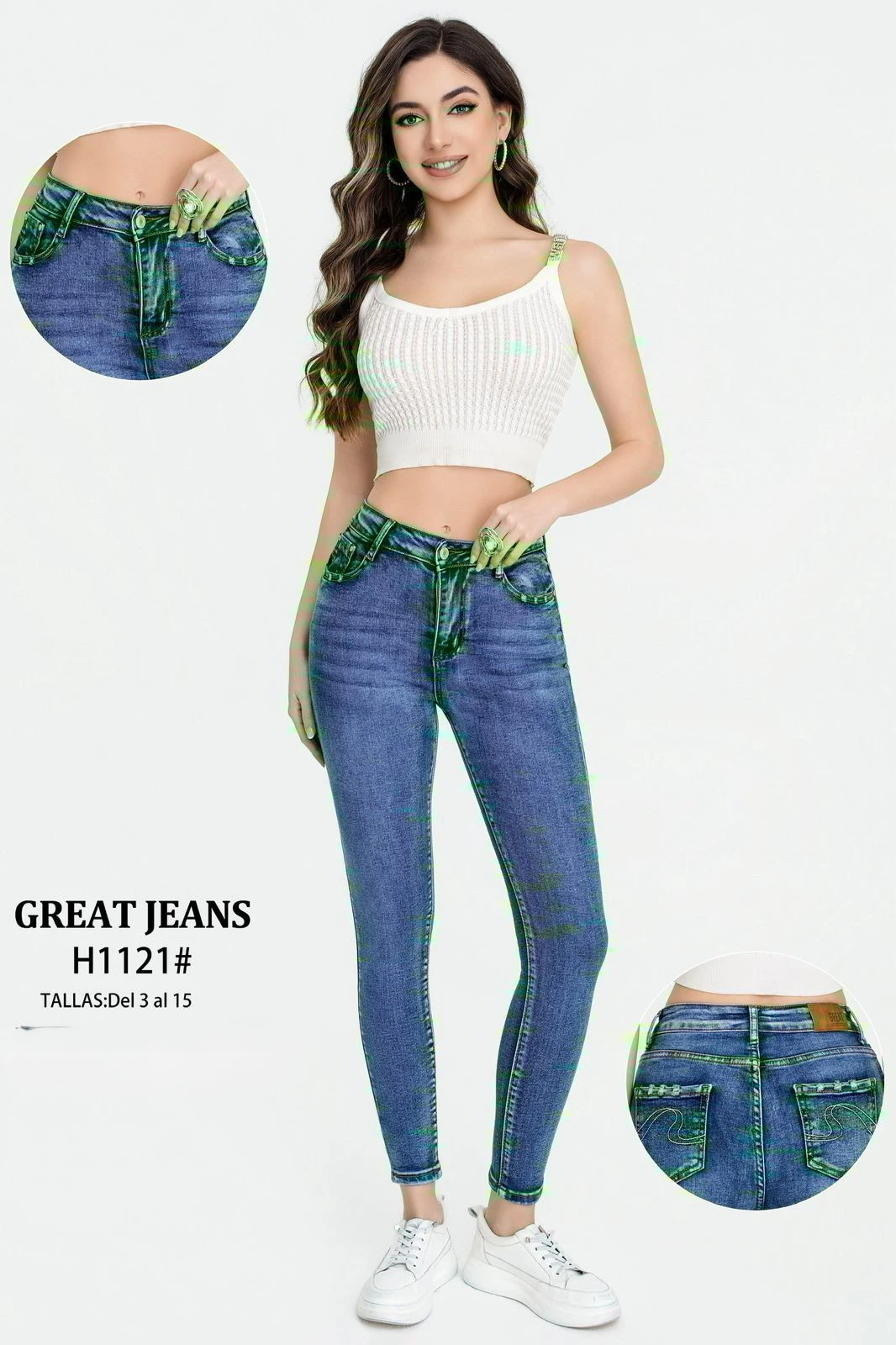 Jeans Skinny de Tiro Medio-H1121