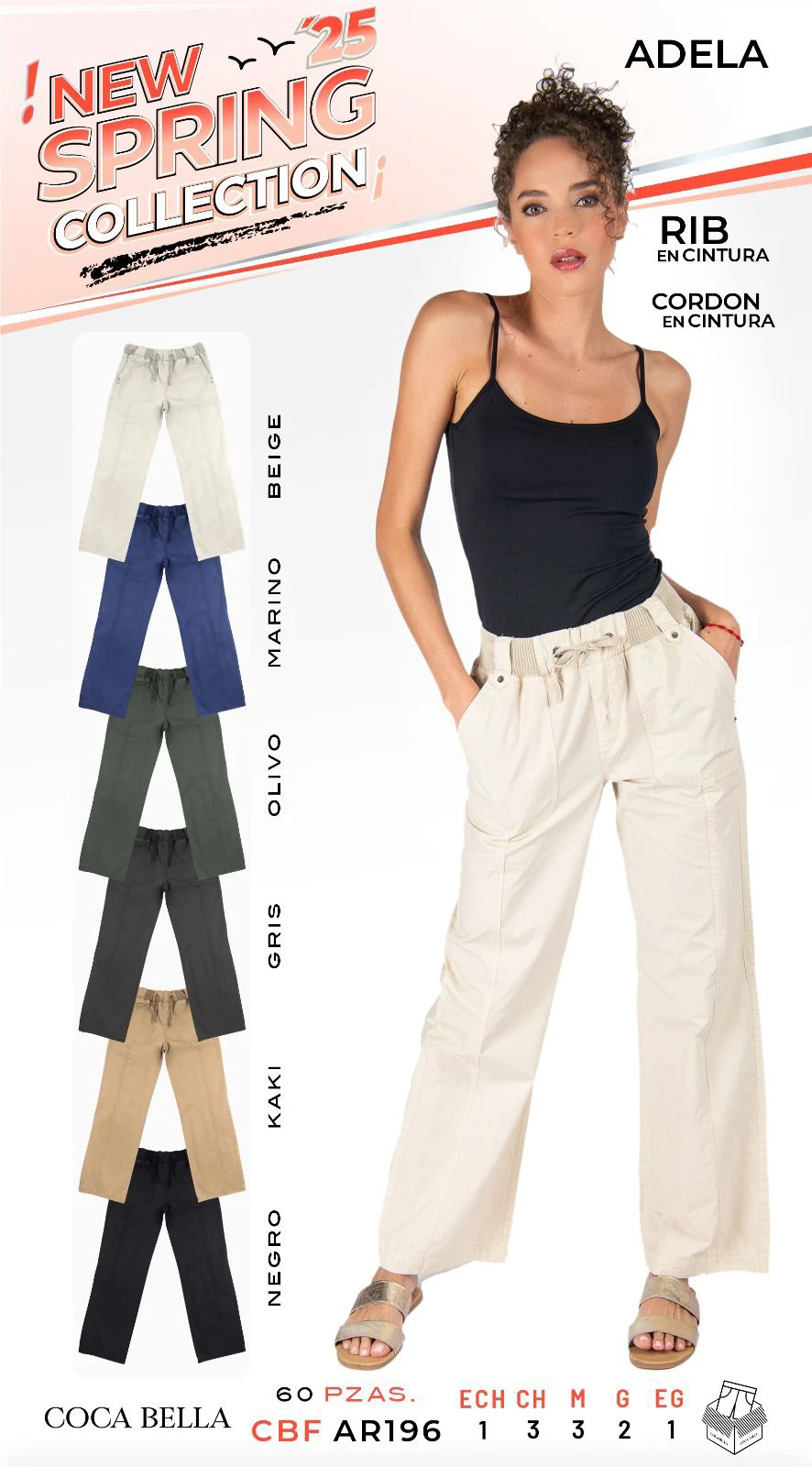 Pantalón Casual con Cintura Elástica y Cordón ADELA-CBF AR196