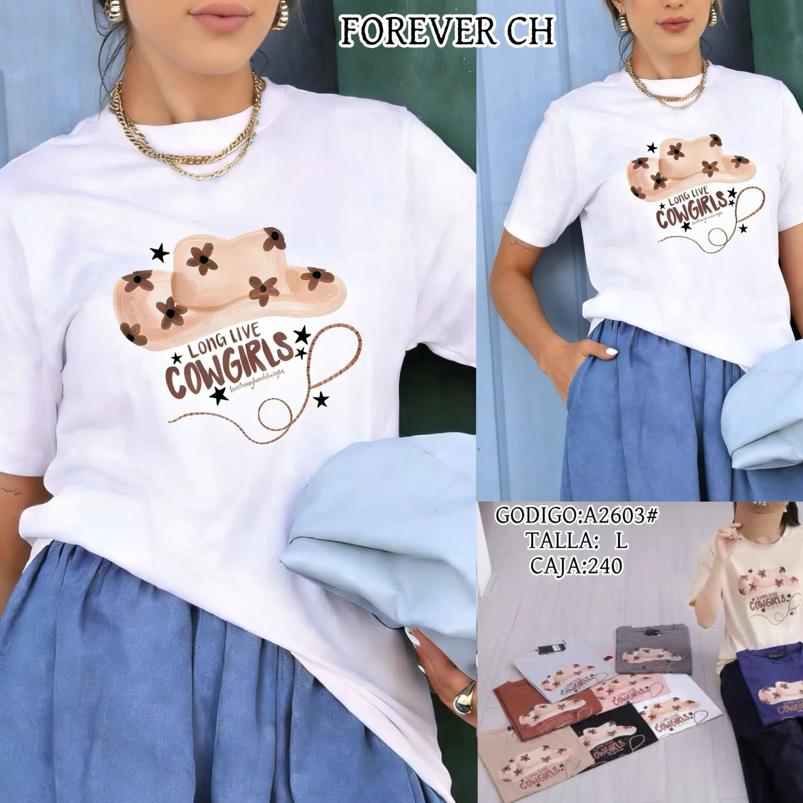 Playera con diseño de sombrero vaquero-A2603