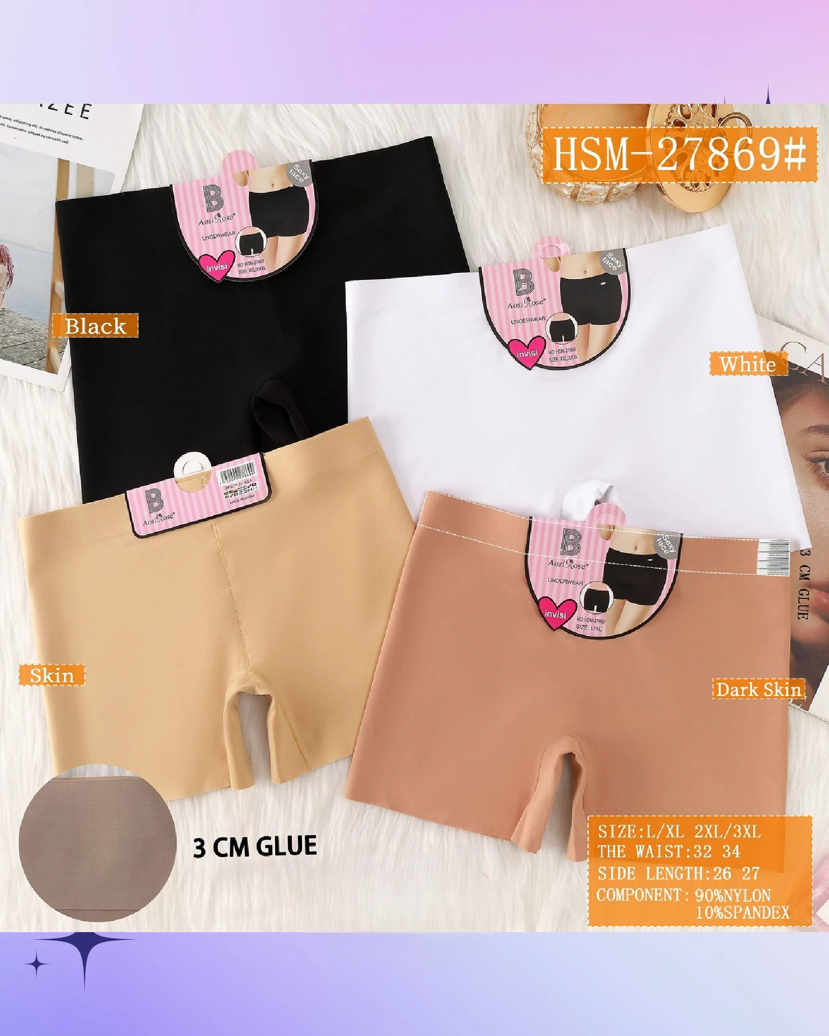 Ropa interior tipo boxer invisible para mujer-HSM-27869