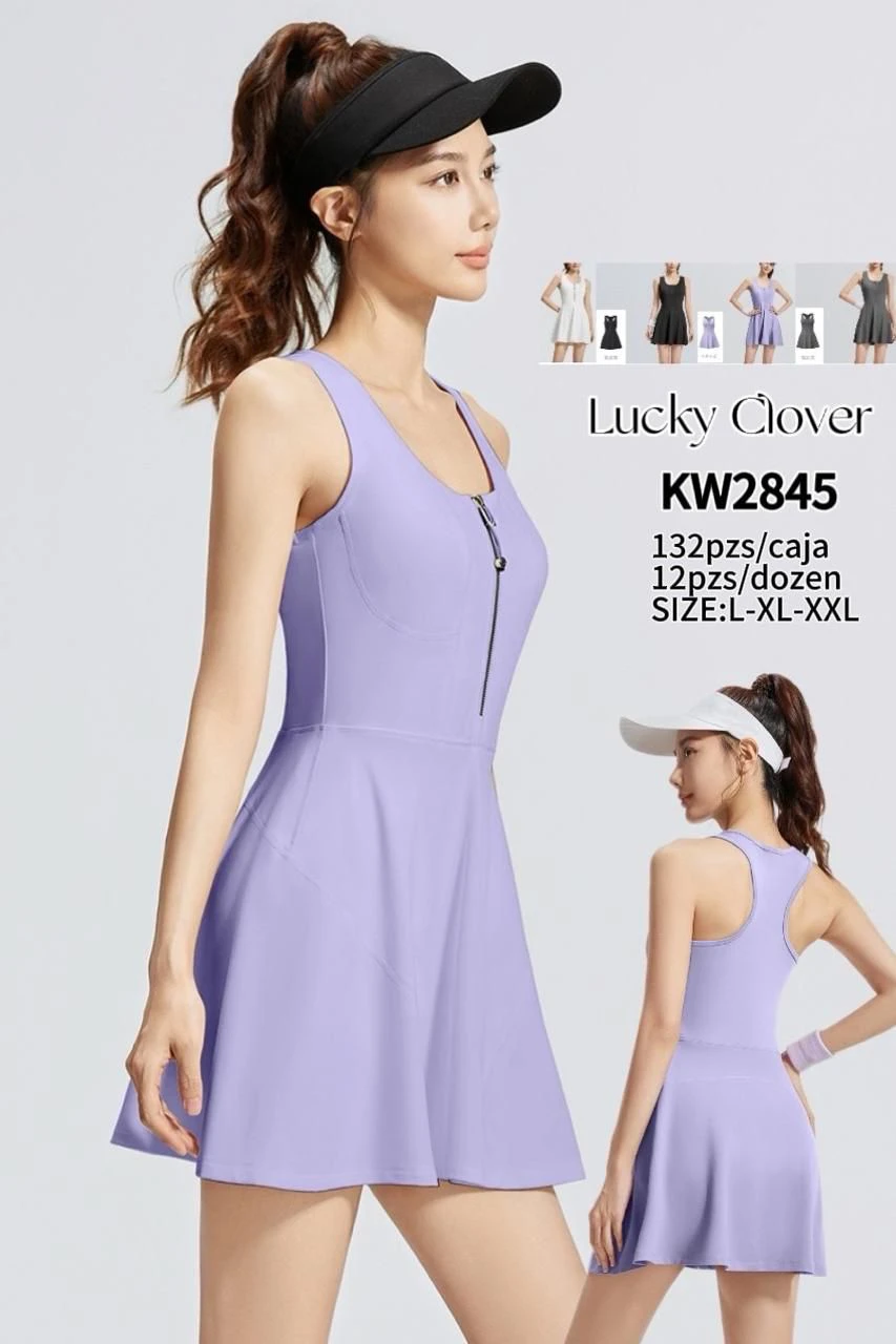 Vestido deportivo sin mangas con cremallera-KW2845